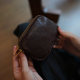 Vegetable tanned cowhide niche retro double zipper coin purse