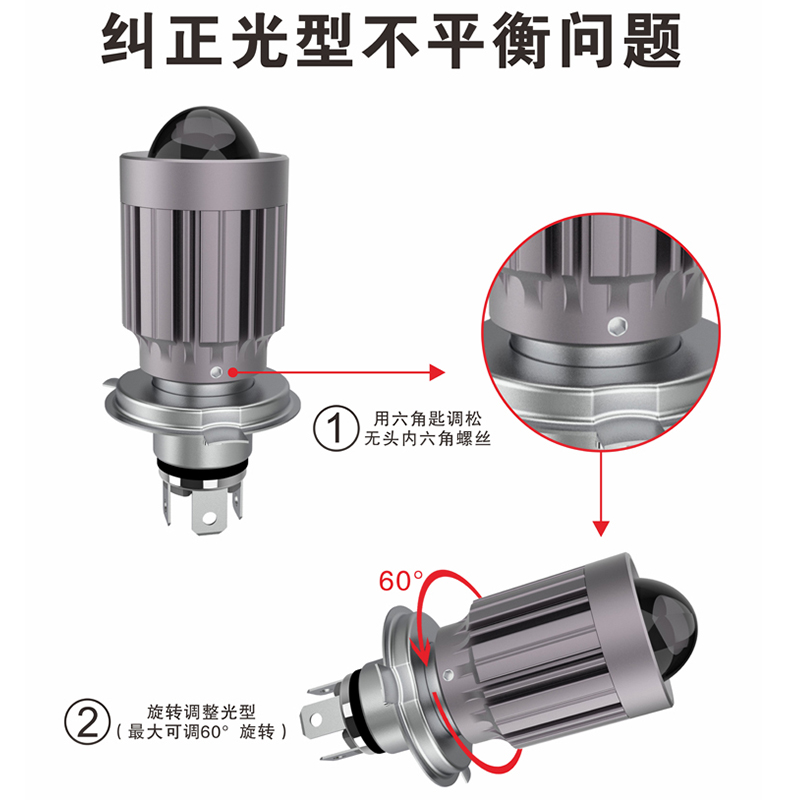 赛科龙RX1S摩托车LED大灯改装配件透镜远近光一体强光车灯泡超亮-图2