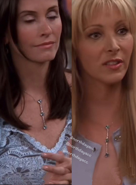 原创自制！老友记莫妮卡菲比同款马尔代夫蓝宝石Y形项链锁骨链