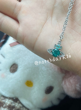 现货秋冬限定！自制贵气感碧波绿宝石锆石土星星球手链项链锁骨链