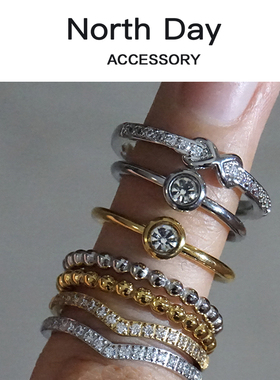 2件包邮！跑量价欧美Basic Ring叠搭保色排钻戒指V形圆钻珠珠指环