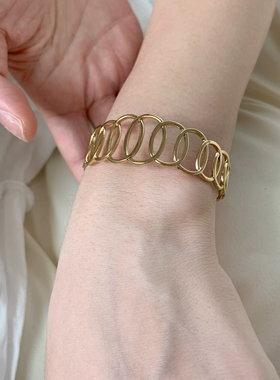 韩系小众时髦金色手镯夸张气质高级感百搭手环臂环首饰女