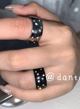 小众ins韩系简约镶钻满天星百搭情侣戒指博主同款食指戒