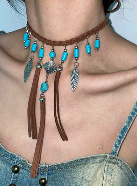 钟楚曦同款波西米亚风流苏臂链美拉德废土个性时尚项链锁骨链颈链