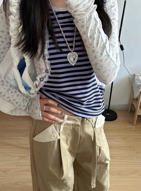 韩系千禧百搭猫咪珐琅紫色珍珠项链女轻奢小众长款毛衣链项链颈饰