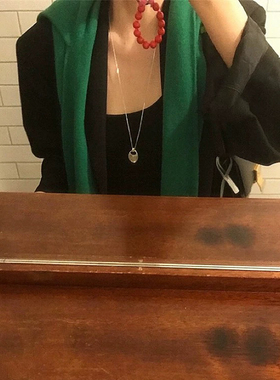 韩国about nice同款马鞍包不规则吊坠长款项链毛衣链