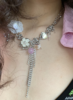 重工花朵流苏链条时尚项链春夏颈链