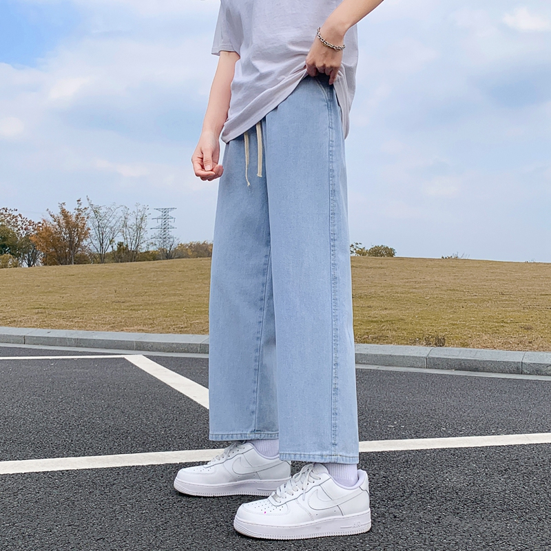 松紧腰男款宽松直筒春秋季牛仔裤 瑞威拉牛仔裤