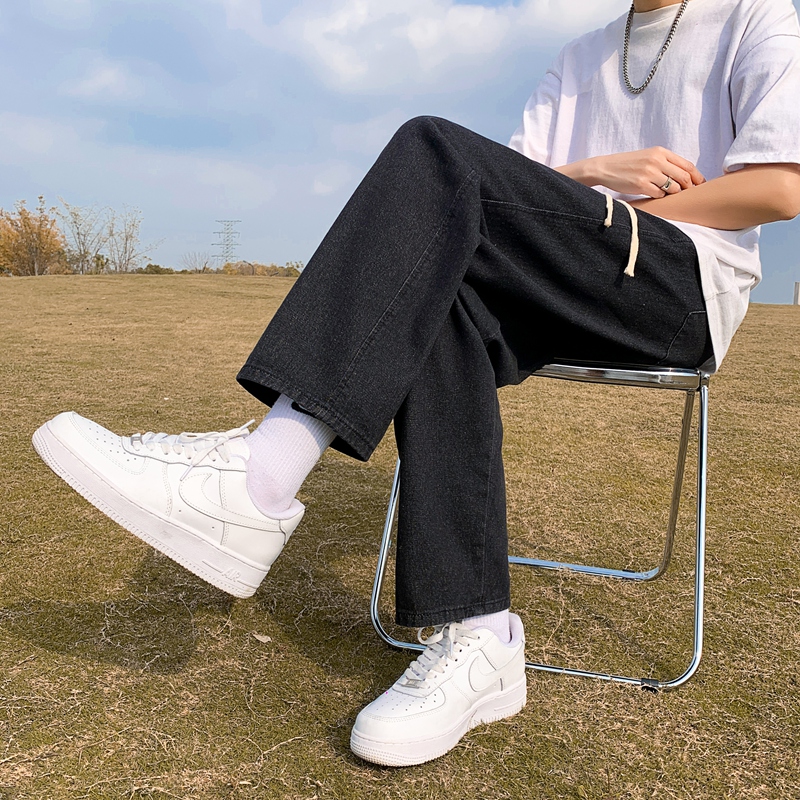 松紧腰男款宽松直筒春秋季牛仔裤 瑞威拉牛仔裤