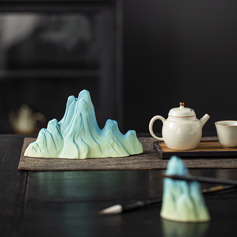 假山摆件新中式禅意摆设桌面鱼缸造景文创装饰品只此青绿千里江山,淘宝优惠券,粉丝福利购,淘宝优惠卷