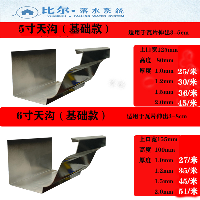 房檐接水槽铝合金天沟屋檐雨水槽成品檐沟阳光房排水槽方形雨水管 - 图1