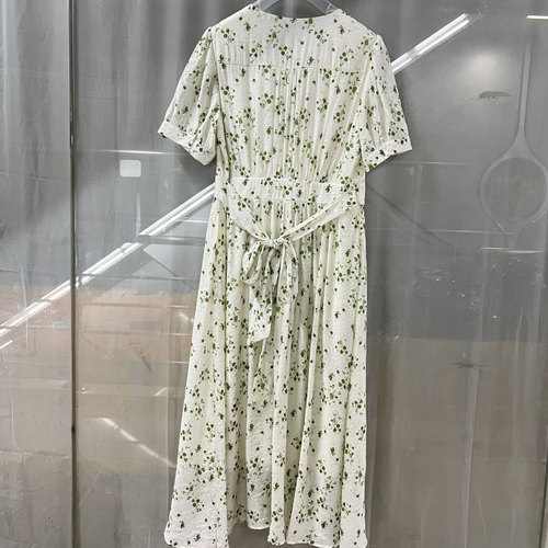 珂莱谛娅KLX-5176商场专卖2024夏时尚品质女装系带印花减龄连衣裙-图2
