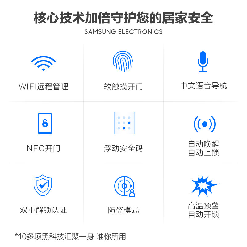 三星家用木门内置门铃远程防盗门锁 能良数码智能安防
