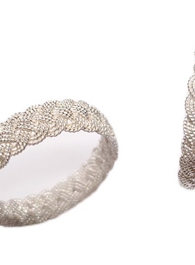 编织情侣对戒纯银小众情侣