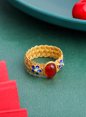 花丝镶嵌纯银戒指女复古国潮