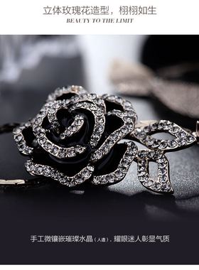 丽银饰品新款毛衣链玫瑰花叶子长款项链