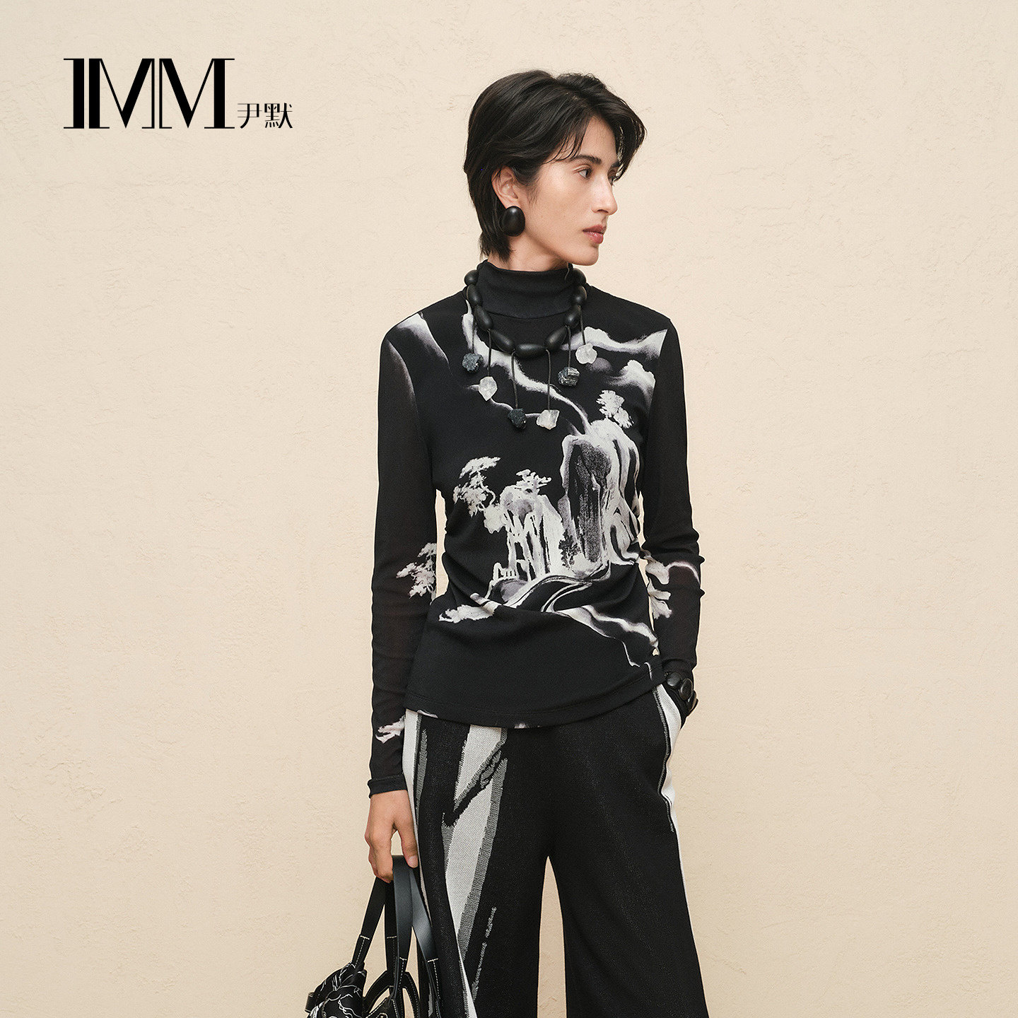 【IMM】26年秋上新小堆领收腰花型打底衫