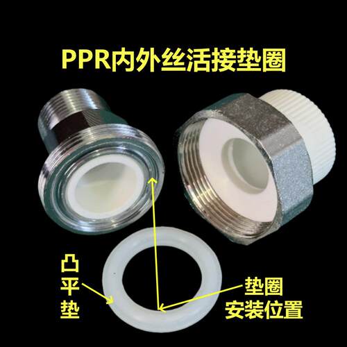 PPR内外丝活接油任凸平垫铁外丝活接垫塑料硅胶垫1寸2寸DN152050 - 图0
