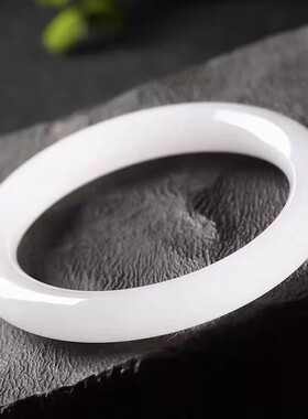 天然和田羊脂级白玉细圆条手镯