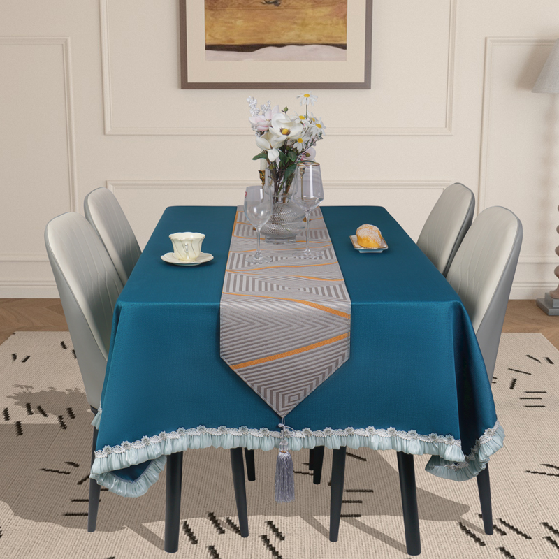 纯色高级氛围感餐桌布艺防水台布长方形法式轻奢茶几客厅家用桌布