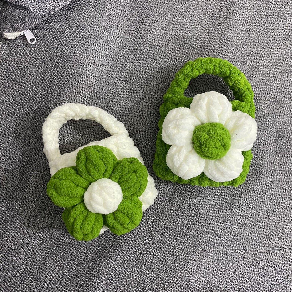 自制diy手工编织可爱材料包泡芙花毛线花朵耳机套耳机包手提迷你,淘宝优惠券,粉丝福利购,淘宝优惠卷