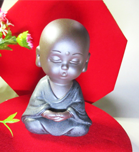 静心禅意打坐小僧紫砂摆件意境境由心造禅房饰品设计配件家居饰