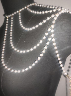 欧美多层珍珠肩链复古仿珍珠披肩