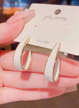 贾静雯以美之名周静雯同款耳环S925银针女轻奢高级感冷淡风耳钉饰