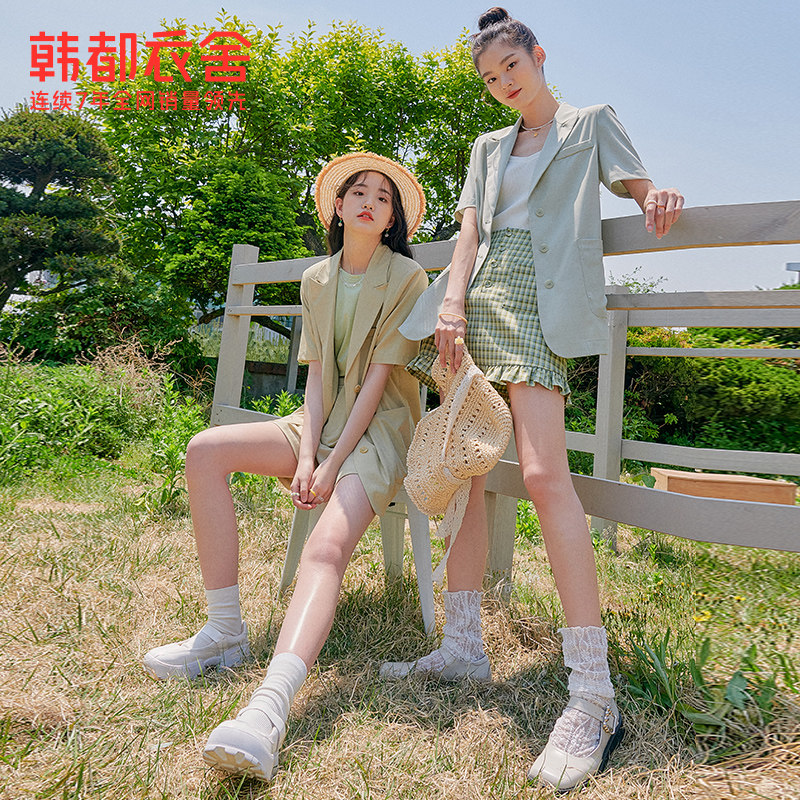 韩都衣舍凉感外套薄款2022夏西服 韩都衣舍西装