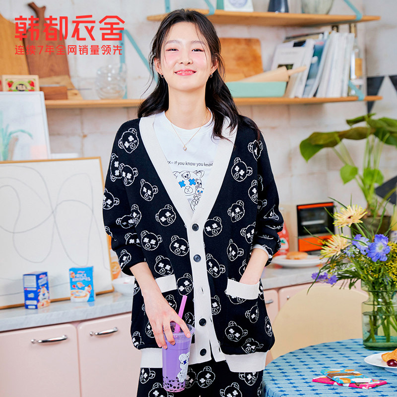 韩都衣舍啵啵熊外套女2022春装毛衣 韩都衣舍毛针织衫