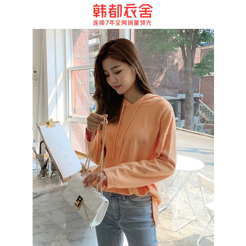 韩都衣舍2020春装新款韩版连帽毛衣 韩都衣舍秀衣莲毛衣