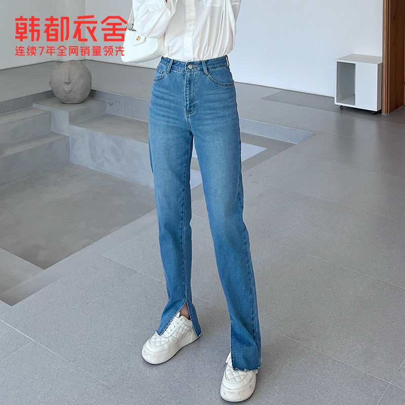韩都衣舍2021冬装新款高腰牛仔裤 韩都衣舍牛仔裤