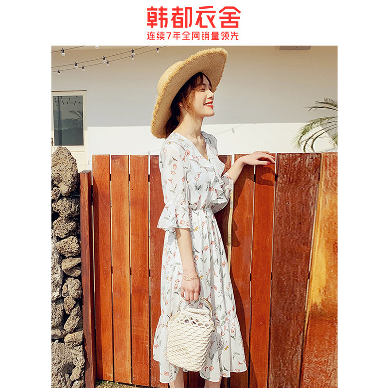 韩都衣舍旗舰店2019新款夏装学生女 韩都衣舍敏丽连衣裙