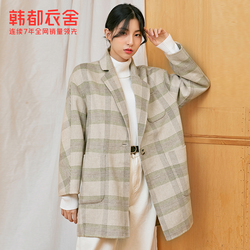 韩都衣舍2021冬季新款韩版外套毛呢 韩都衣舍毛呢外套