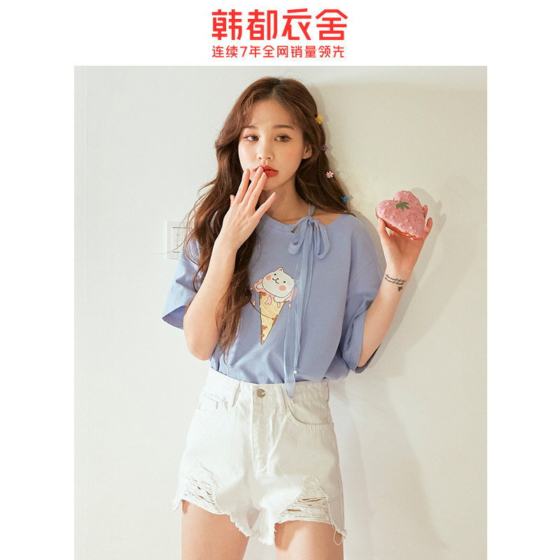  韩都衣舍秀衣莲T恤