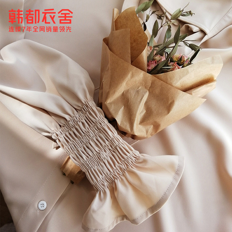 韩都衣舍2020秋装新款韩版系带衬衫 韩都衣舍敏丽衬衫