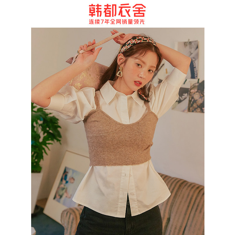 韩都衣舍2020年夏新款宫廷风女衬衫 韩都衣舍嗒嗒衬衫