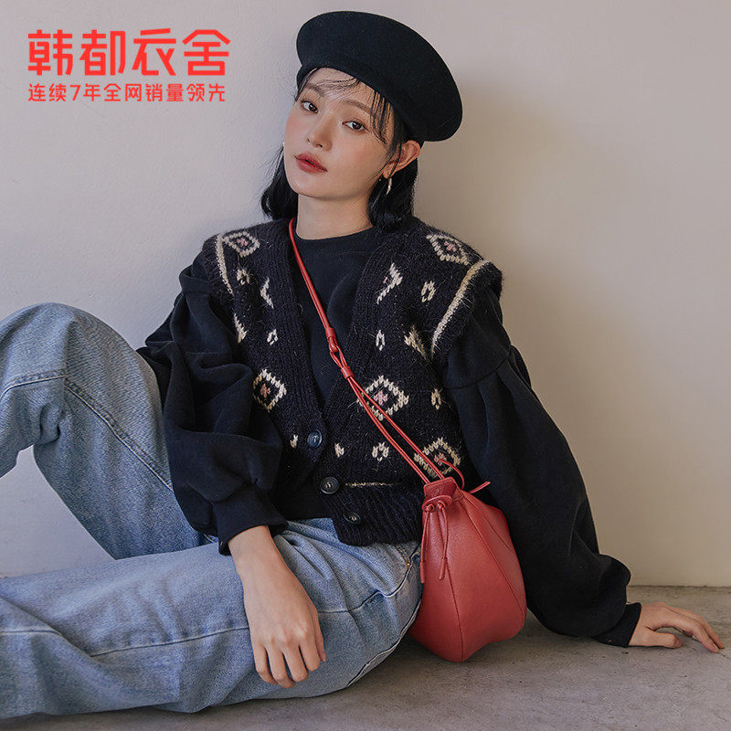 韩都衣舍2020秋新款宽松日系女马甲 韩都衣舍马夹