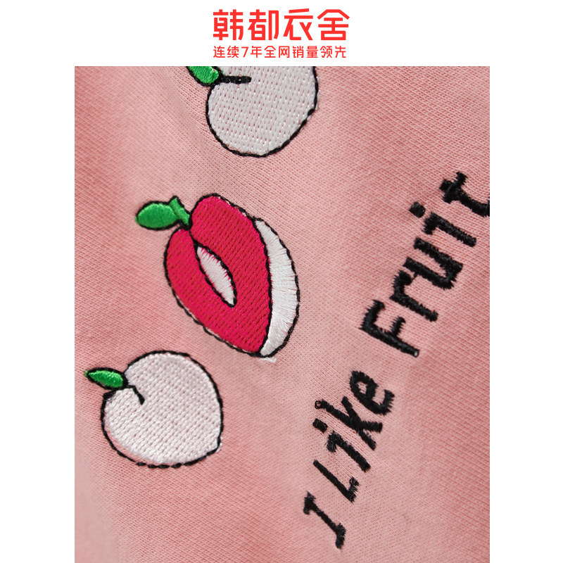 韩都衣舍2020夏装新款韩版刺绣t恤 韩都衣舍雨薇T恤