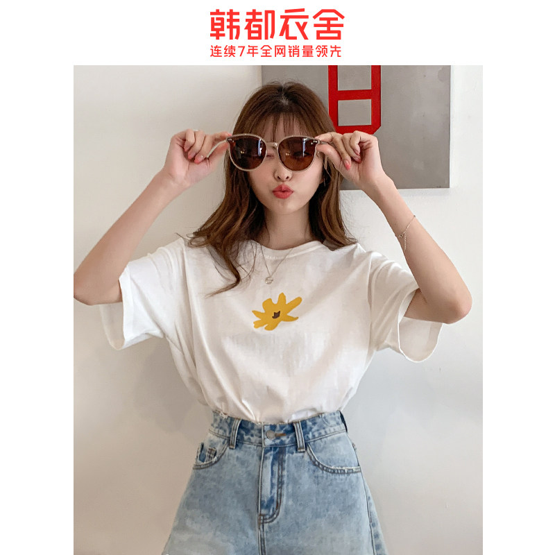 韩都衣舍2020夏装新款印花宽松t恤 韩都衣舍锦鑫通达T恤
