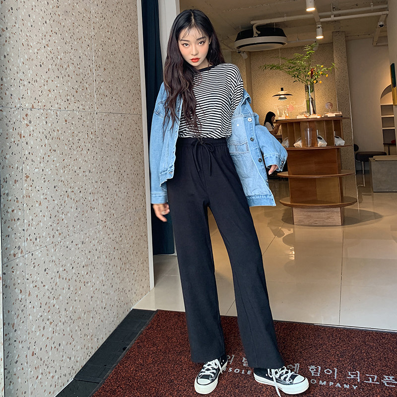 韩都衣舍2019秋冬新款拖地休闲裤 韩都衣舍秀衣莲休闲裤