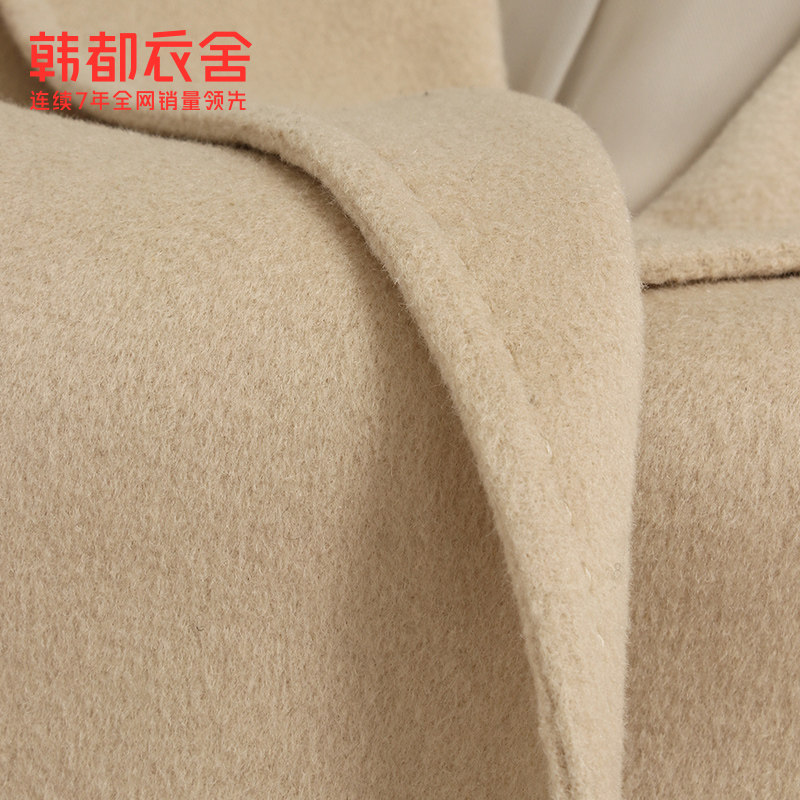 韩都衣舍2021春新款宽松羊毛大衣 韩都衣舍毛呢外套