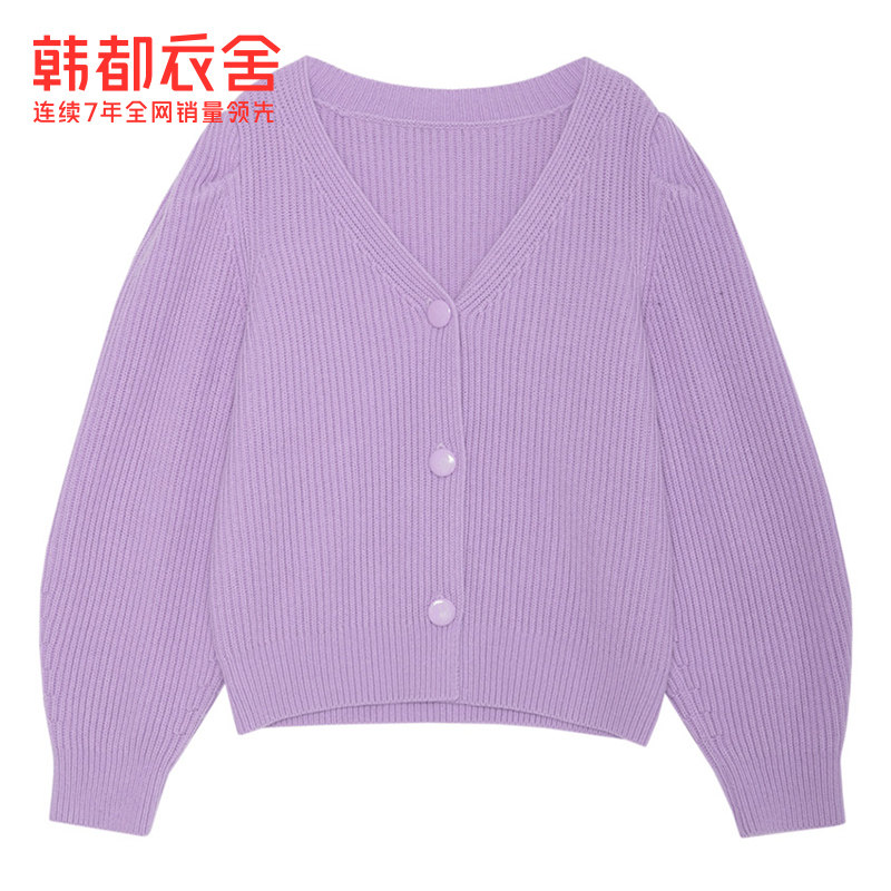 韩都衣舍2020秋新款潮流宽松女毛衣 韩都衣舍毛针织衫