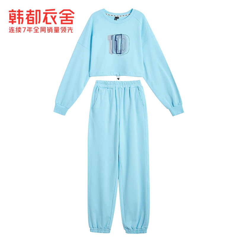 韩都衣舍截短式休闲2021秋季卫衣 韩都衣舍时尚套装