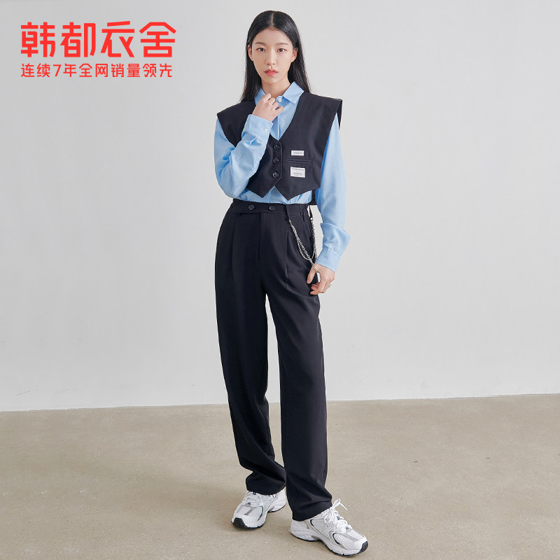 韩都衣舍夏装新款宽松高腰休闲裤 韩都衣舍休闲裤