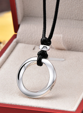 足银999莫比乌斯环吊坠男女士情侣项链时尚平安扣挂坠情人节礼物
