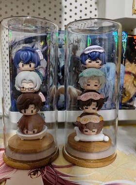 叠叠乐收纳盒玻璃展示密封罐木盖储物罐手办公仔世界之外创意摆件