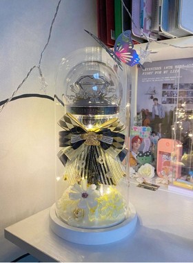 应援棒展示盒装饰玻璃圆形收纳盒