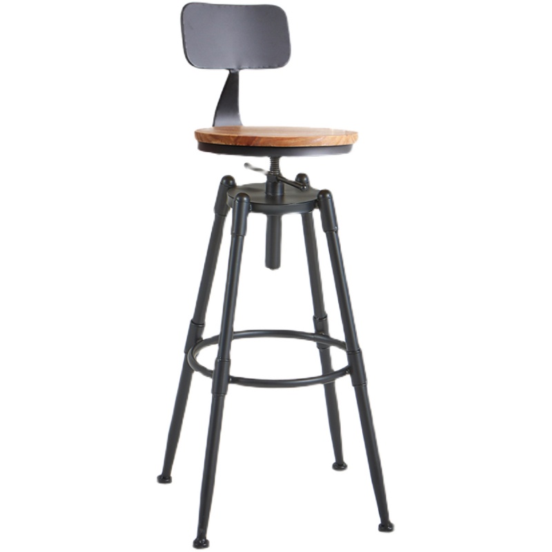 吧台椅酒吧椅子旋转升降椅实木高脚凳子铁艺靠背家用吧凳现代简约