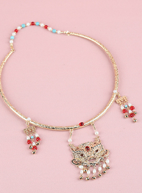 原创狮狮如意醒狮项圈中式流苏璎珞马面裙汉服古风配饰饰品